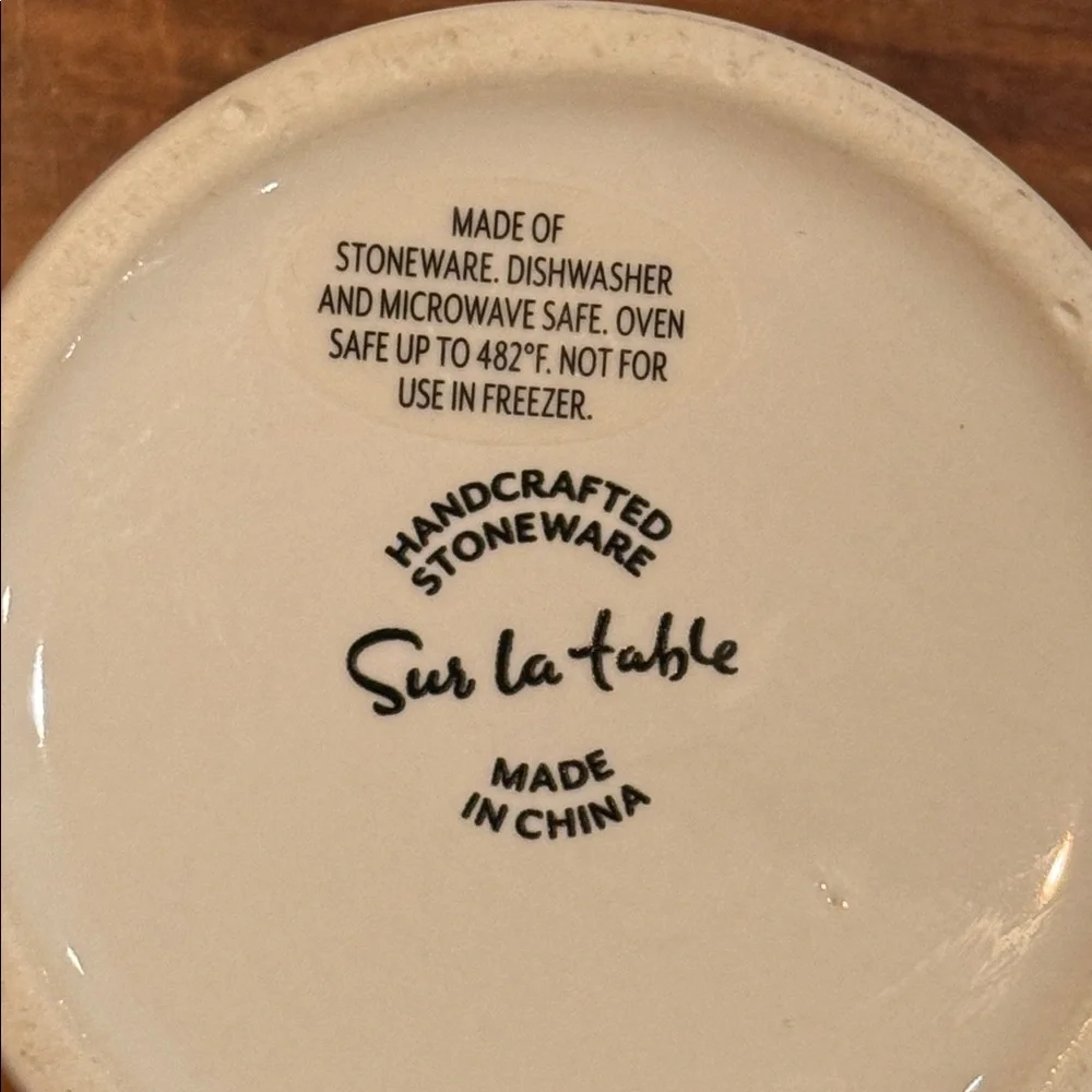 NWOT Sur La Table Initial B Stoneware Mug White Black Cup Microwave Safe NEW!